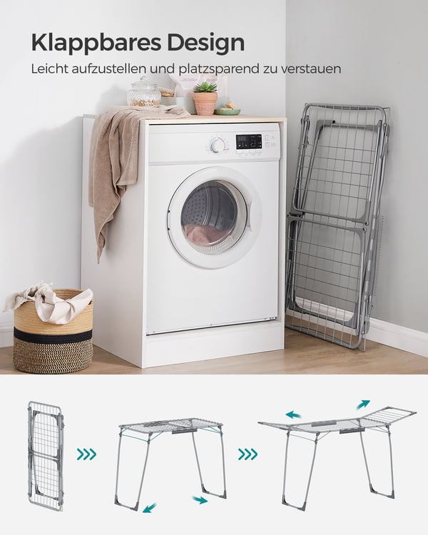 Tørrestativ til tøj, 56,5x173x96,5 cm, grå