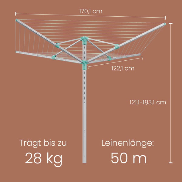 Roterende tørrestativ, 170x170x121-183 cm, Sort