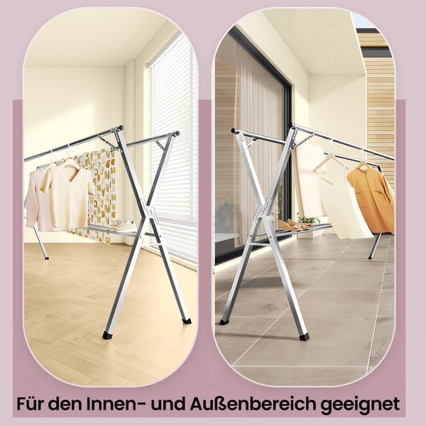 Klesstativ, 66x133x130 cm, Grå