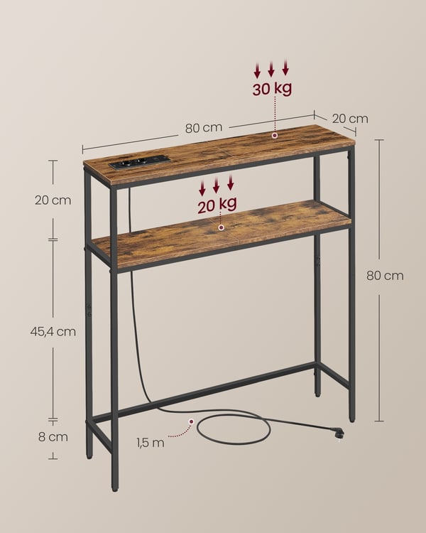 Konsolbord, 20x80x80 cm, Brun