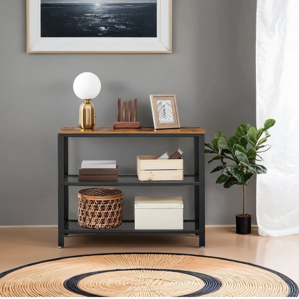 Konsollbord, 101,5x35x80 cm, Brun Svart