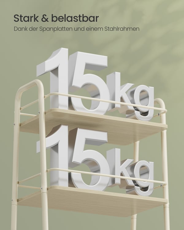 Serveringsvogn, 43x30x81 cm, Beige, stof