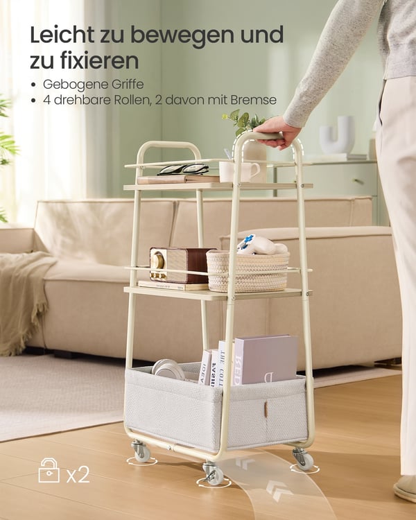 Serveringsvogn, 43x30x81 cm, Beige, stof