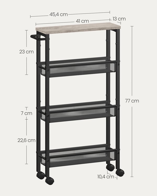 Serveringsvogn, 13x45,4x77 cm, Greige