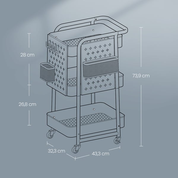 Vogn, 32.3x49.4x73.9 cm, Hvid