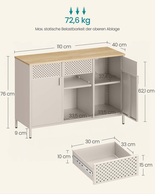 Opbevaringsskab, 40x110x76 cm, sandbeige