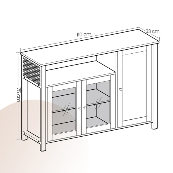 Sideboard, 110x33x75 cm, Brun