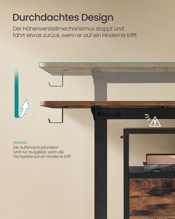 Justerbart skrivbord, 60x120x72-120 cm, brunt