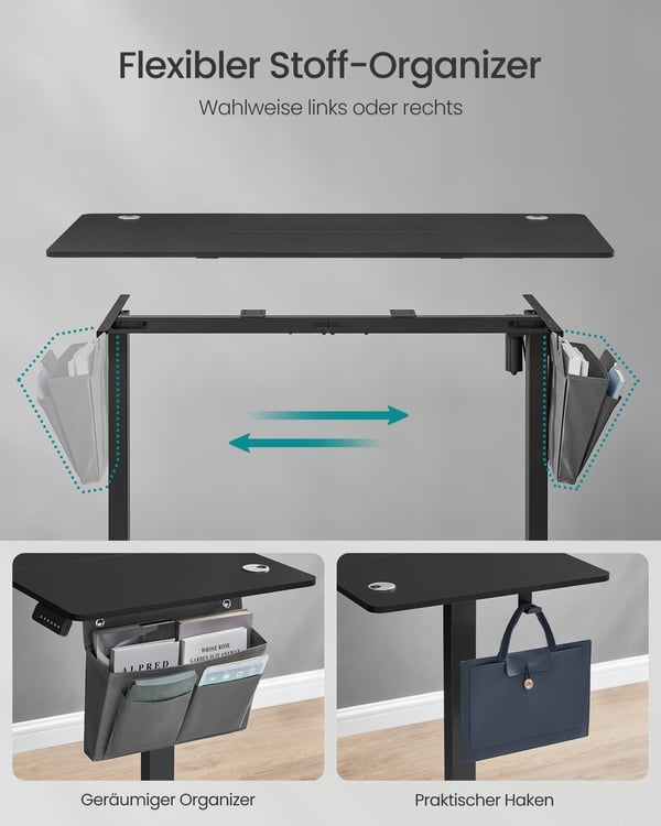 Elektriskt höj- och sänkbart skrivbord, 60x120x72-120 cm, svart