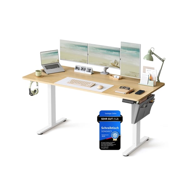 Højdejusterbart Elektrisk Skrivebord, 60x120x72-120 cm, Gylden Eg