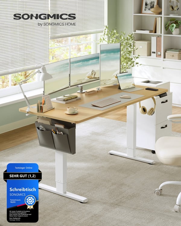 Højdejusterbart Elektrisk Skrivebord, 60x120x72-120 cm, Gylden Eg