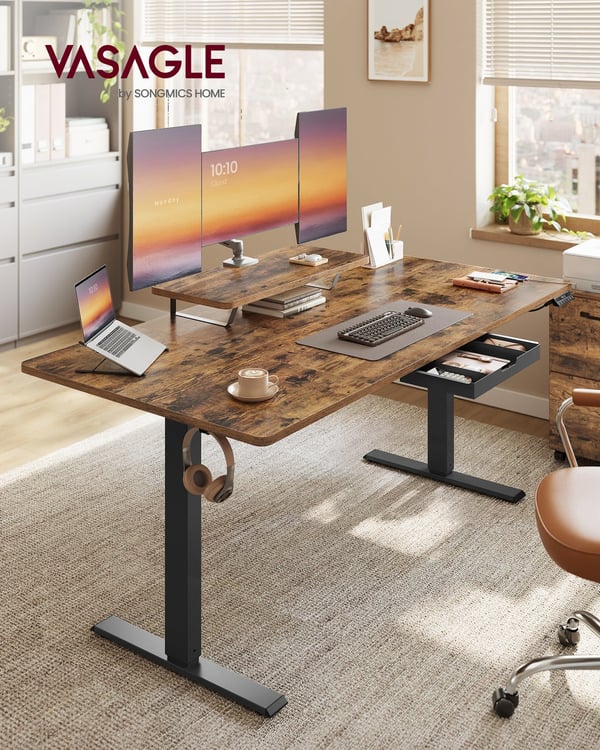 Højdejusterbart Skrivebord, 160x80x72-120 cm, Brun