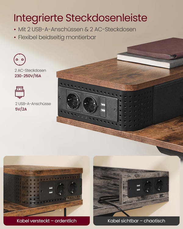 Elektrisk Højdejusterbart Skrivebord, 60x140x72-120 cm, Brun