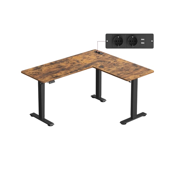 Sähköisesti säädettävä korkeuspöytä, 140x160x72-120 cm, Ruskea Sähköisesti säädettävä korkeuspöytä, 140x160x72-120 cm, Ruskea