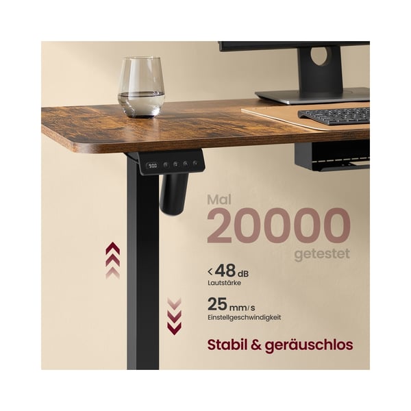 Elektrisk Højdejusterbart Skrivebord, L-Formet Hjørneskrivebord, 140x160x72-120 cm, Brun