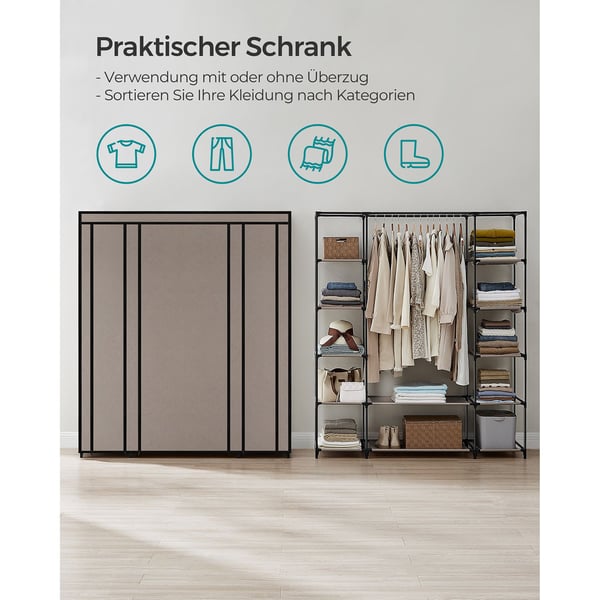 Klesskap, 175x150x45 cm, Taupe