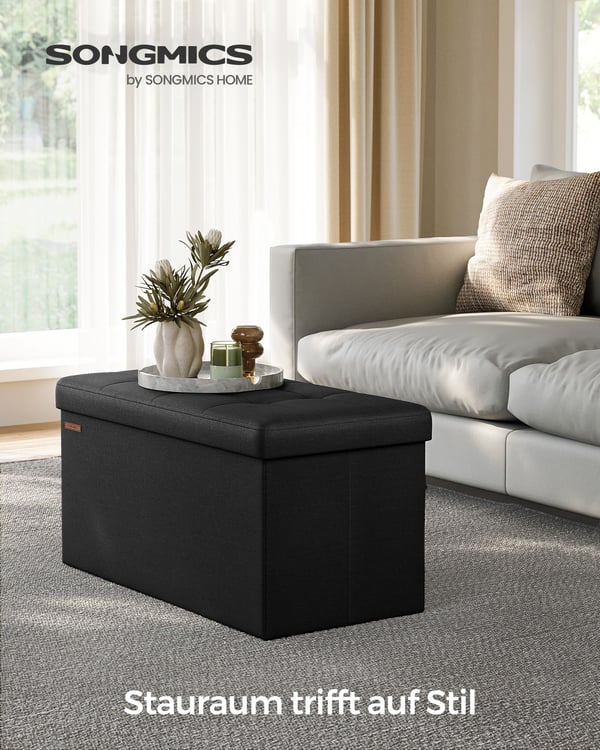 Oppbevaringsbenk, 110x38x38 cm, Svart