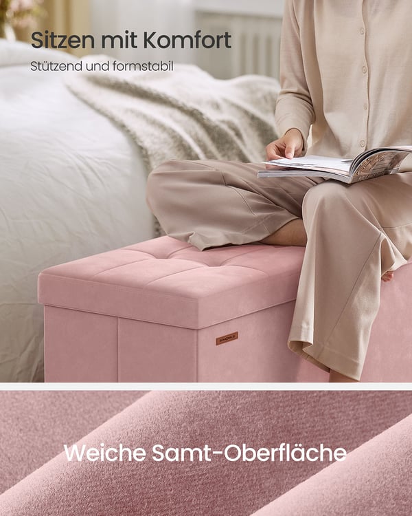 Oppbevaringsbenk, 38x110x40 cm, Rosa