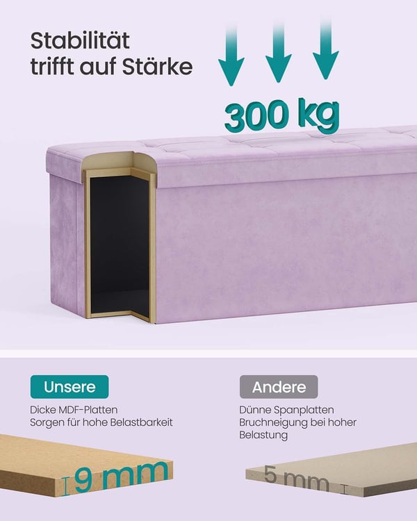 Säilytyspenkki, 38x110x38 cm, Violetti