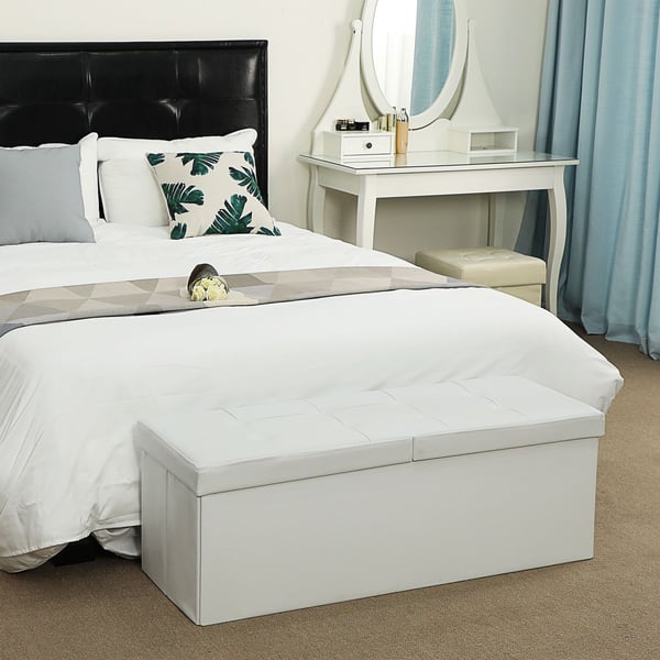 Sammenleggbar puff, 110x38x38 cm, Hvit