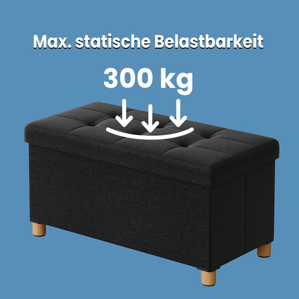 Oppbevaringspuff, 38x110x40 cm, Svart