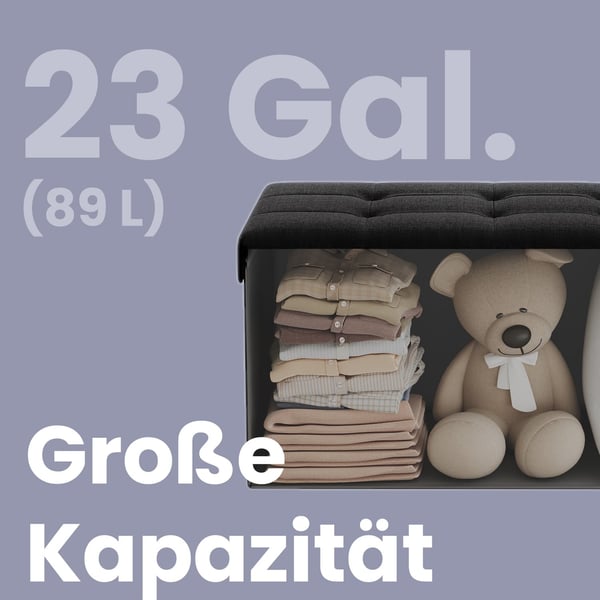 Opbevaringspuf, 38x76x38 cm, Sort