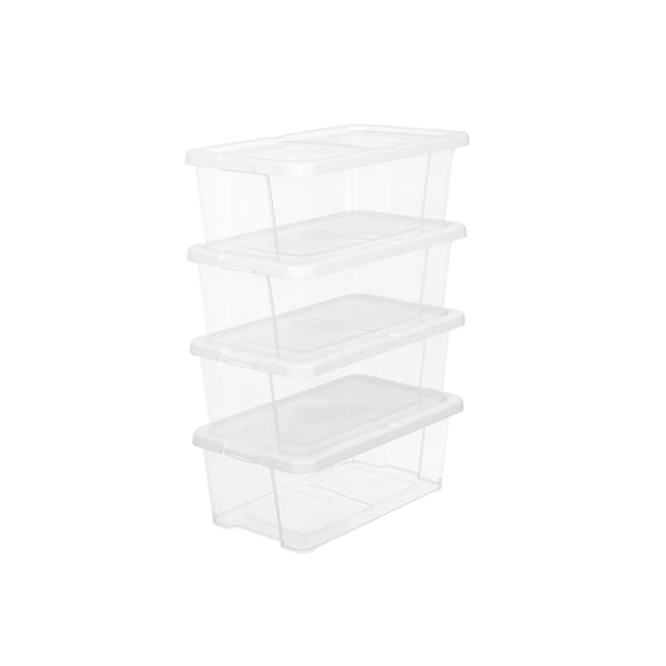 Skoæskesæt, 35x20x12,5 cm, Hvid Transparent