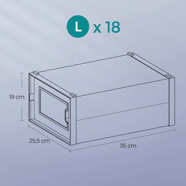 Skokasser, 35x25,2x19 cm, Transparent