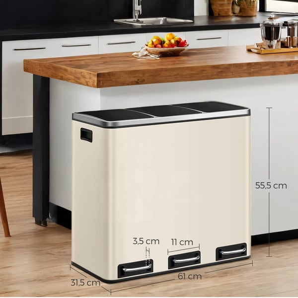 Affaldsspand, Affaldssorteringssystem, 61x31,5x55,5 cm, Beige