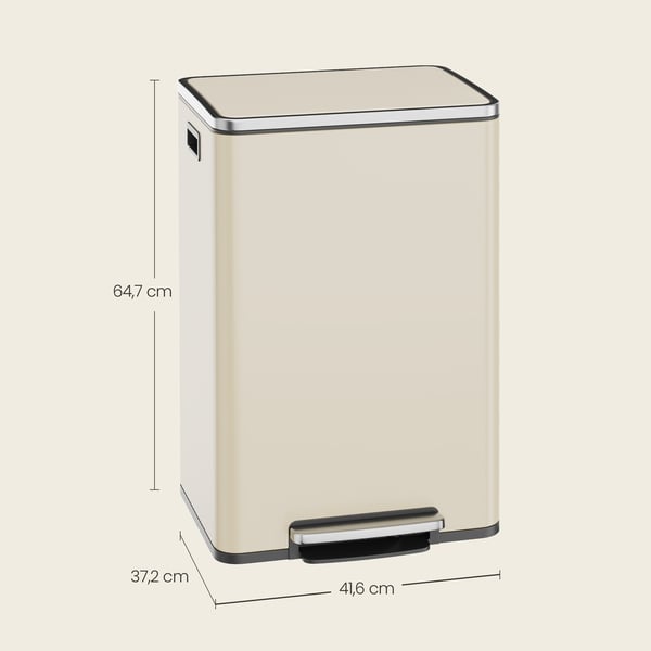 Affaldsspand, 41.6x37.2x64.7 cm, Creme