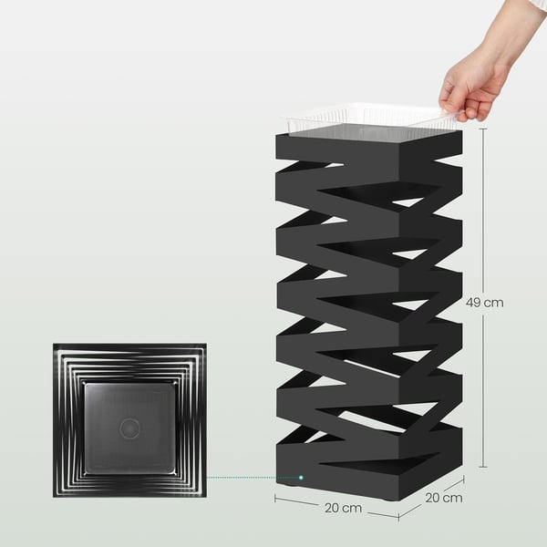 Paraplystativ, Metall, 20x20x49 cm, Svart