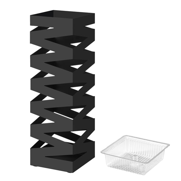 Paraplystativ, metall, 15,5x15,5x49 cm, svart