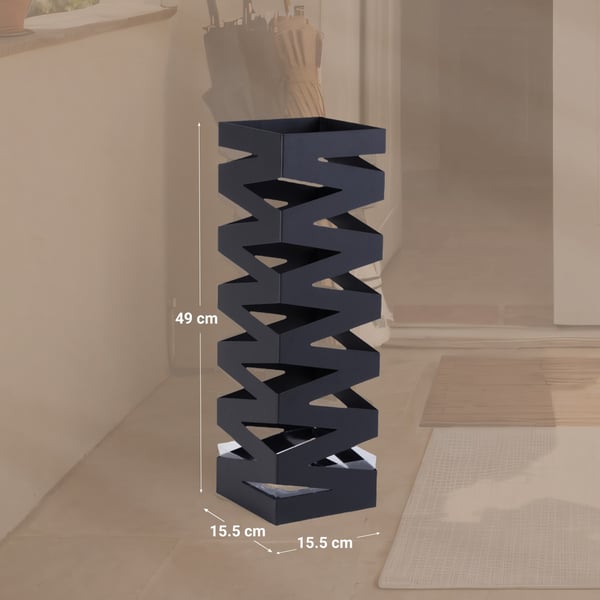 Sateenvarjoteline, Metalli, 15.5x15.5x49 cm, Musta