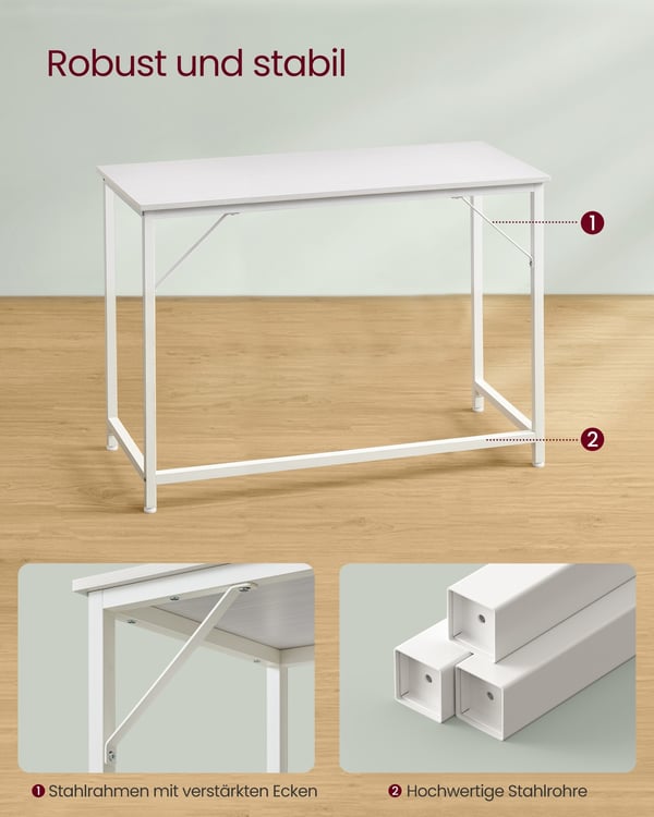 Skrivebord, 120x60x75 cm, Hvit