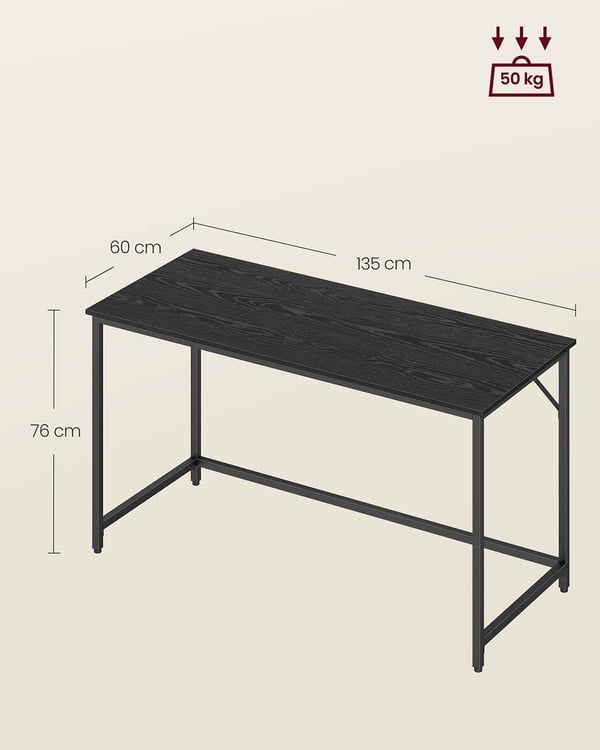 Skrivebord, 80x50x75 cm, Sort