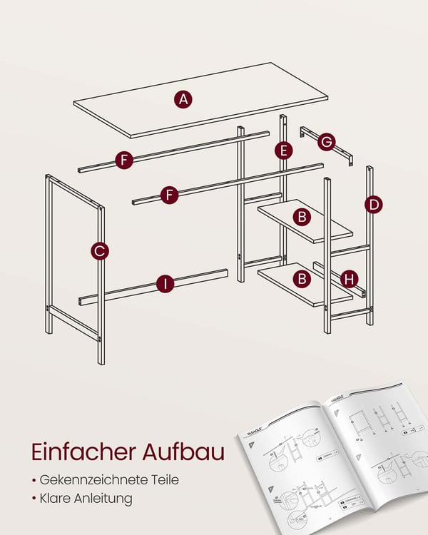 Skrivebord, 50x100x76 cm, Beige