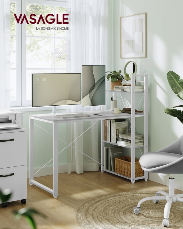 Skrivebord, 56x120x120 cm, Hvid