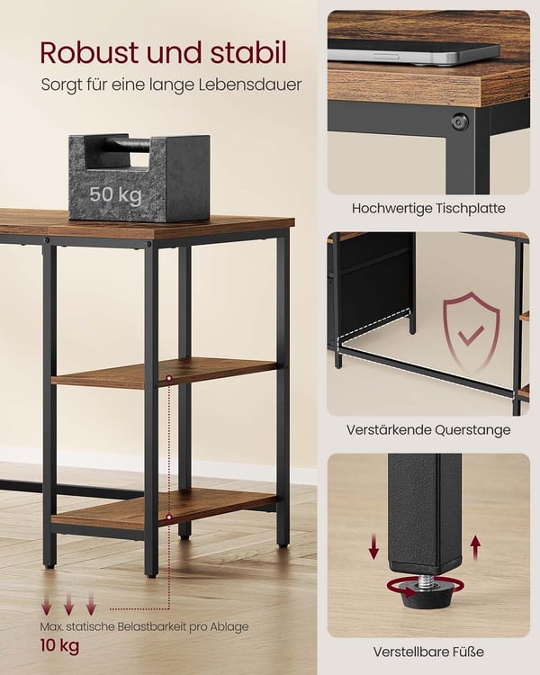 Skrivebord, 60x160x76 cm, Brun