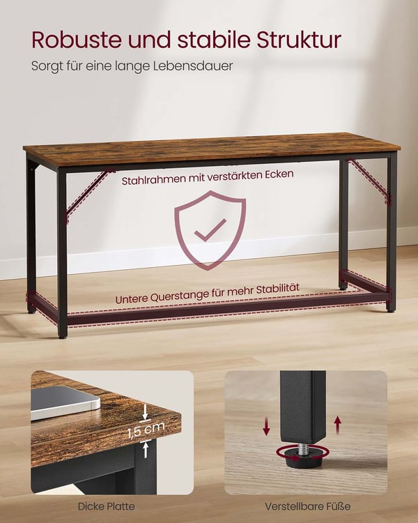 Skrivebord, 120x60x75 cm, Brun Svart