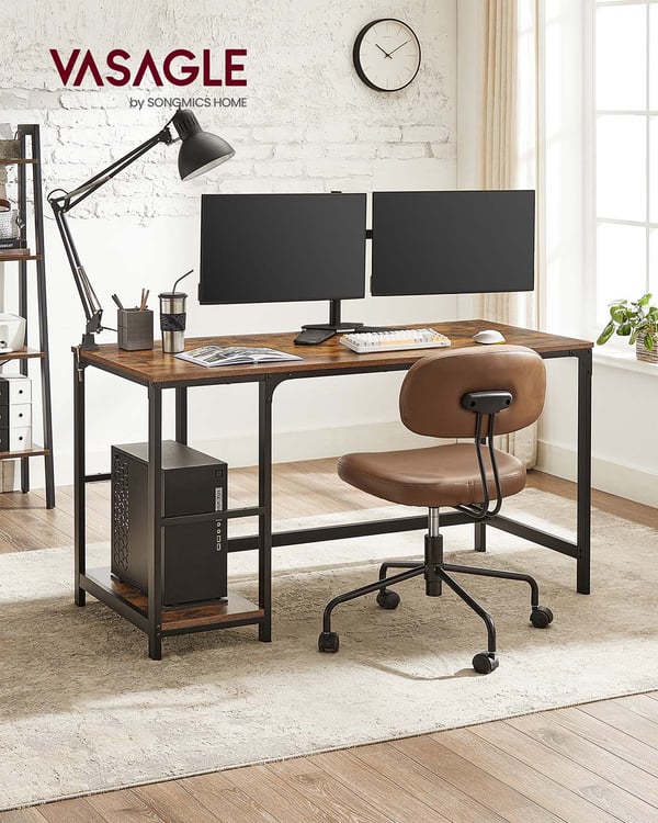 Datamaskinbord, 140x60x75 cm, Brun Svart