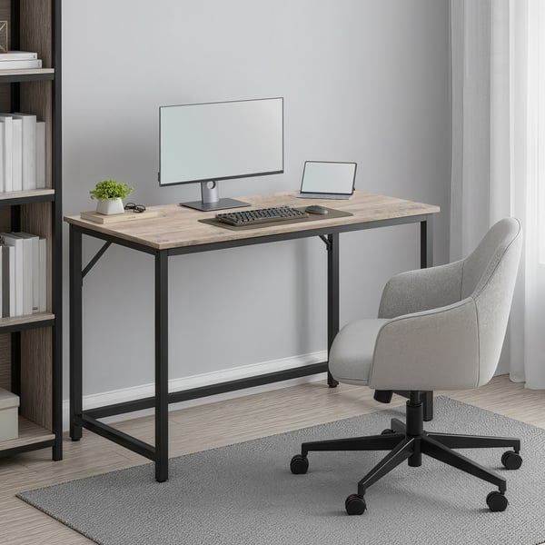 Skrivebord, 100x50x75,5 cm, greige-sort