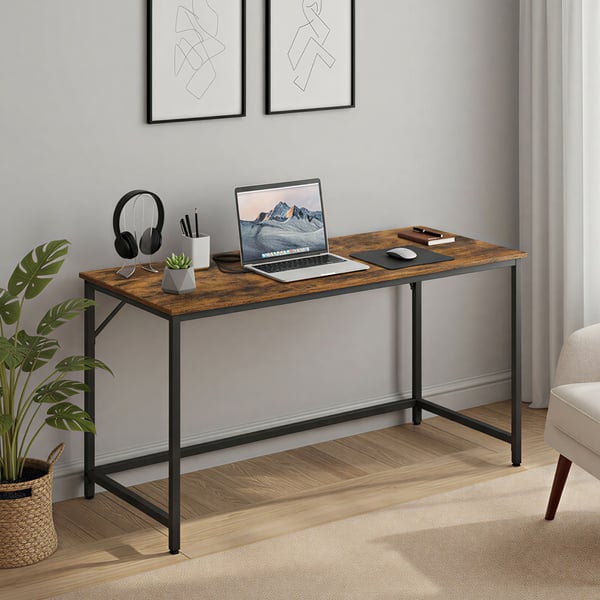 Skrivebord, 100x50x76 cm, Brun-Svart