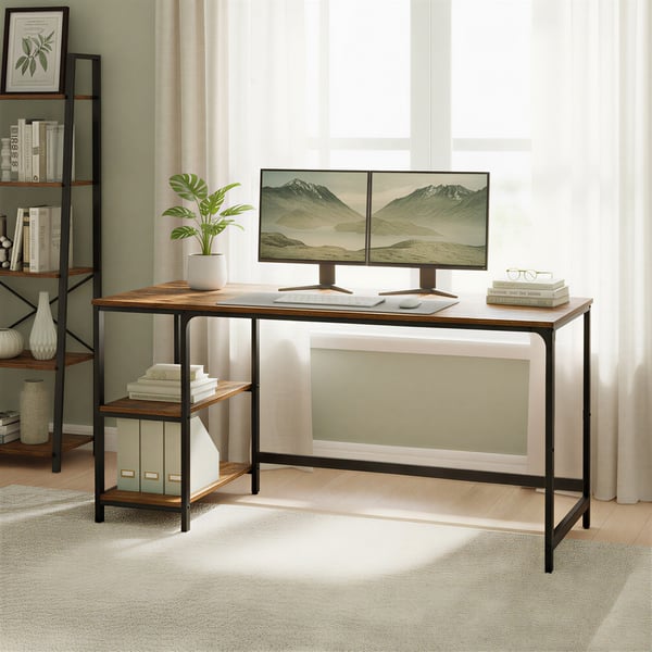 PC-pult, 140,5x60,5x76,3 cm, Brun