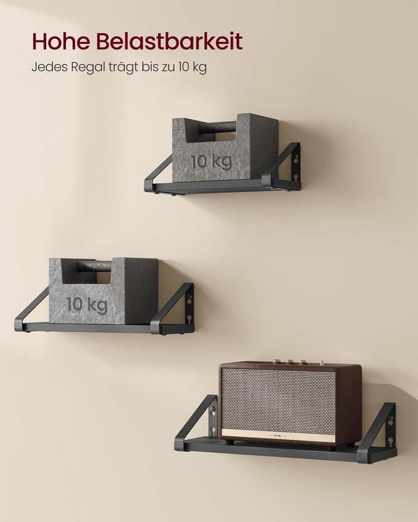 Væghylde, 12x30x11 cm, 12x35x11 cm, 12x40x11 cm, Sort