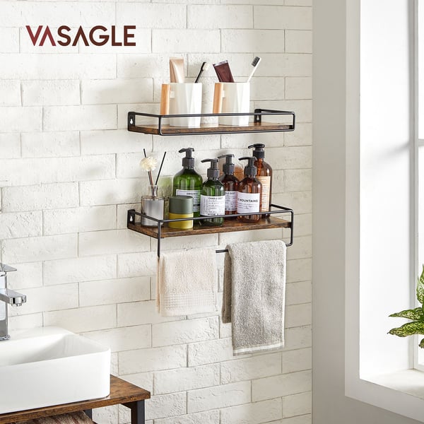 Vägghylla, 40x15,5x5 cm och 40x15,5x9,5 cm, Brun Svart