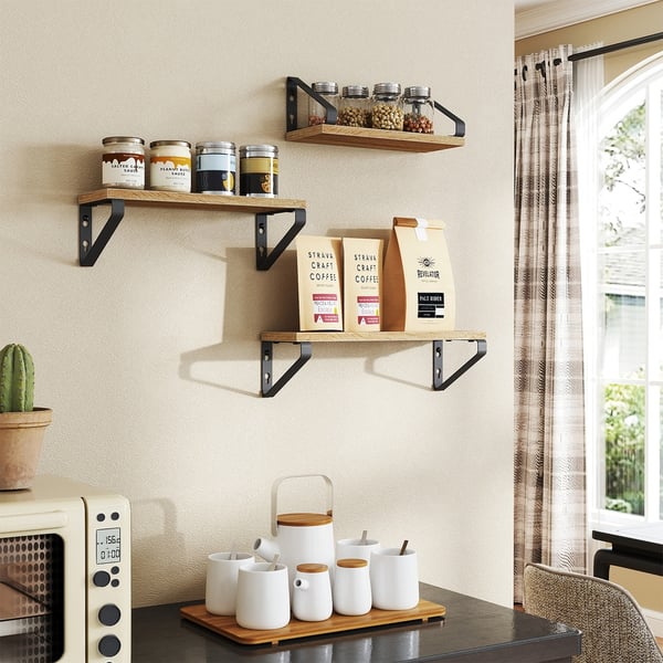 Vegghylle Sett, 3 Deler, 12x30x11 cm, 12x35x11 cm, 12x40x11 cm, Eikefarge