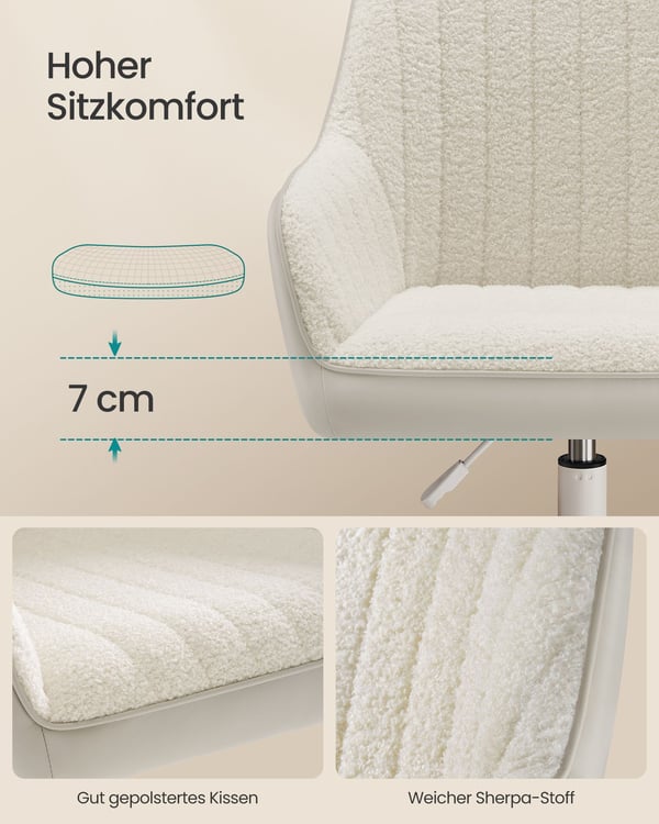 Kontorstol, 62x62x83.5-93.5 cm, Cappuccinobeige