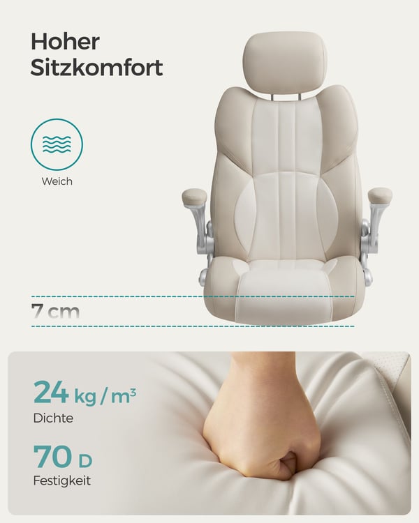 Kontorstol, 70x70x119-137 cm, Creme