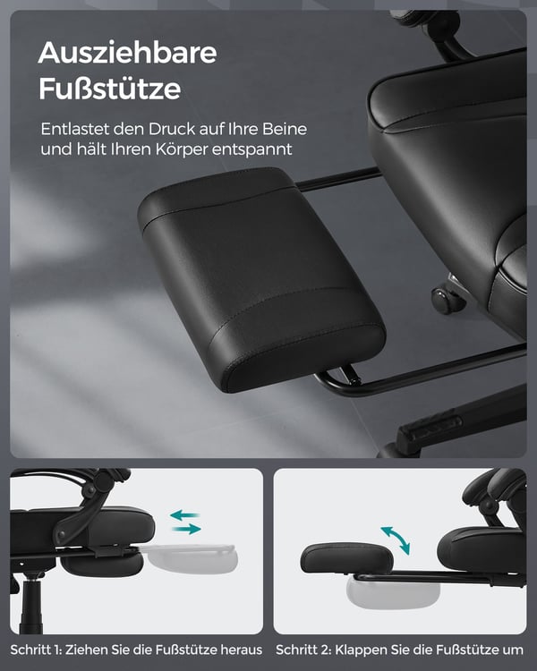 Gamingstol, Ergonomisk, Justerbar, 90-135° Hellning, Svart Rød