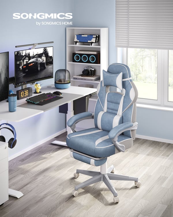 Gamingstol, justerbar, ergonomisk, 90-135° lænbar, sort rød